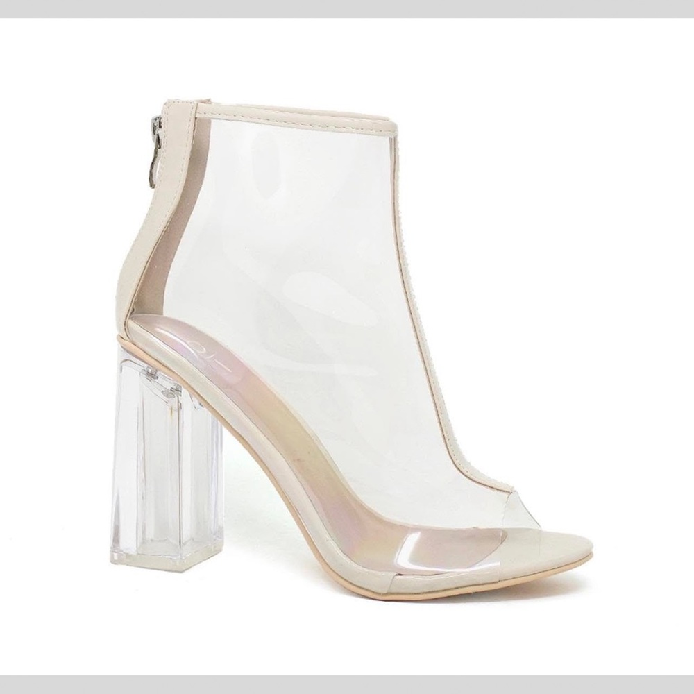 Transparent Block Heel Ankle Boot